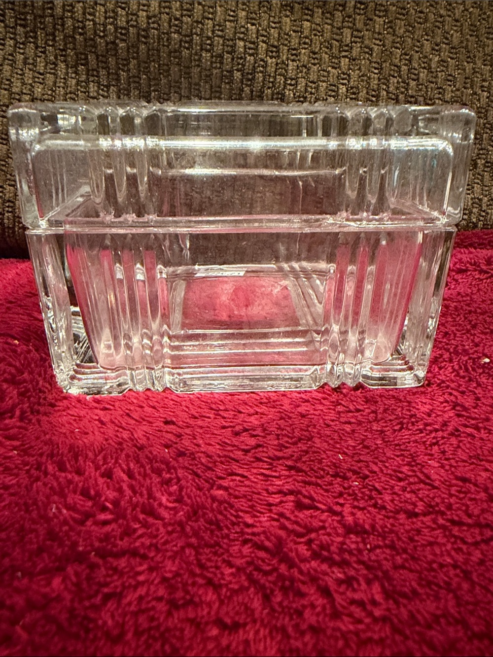 Vintage cut crystal Rectangular Trinket Dish - Clear